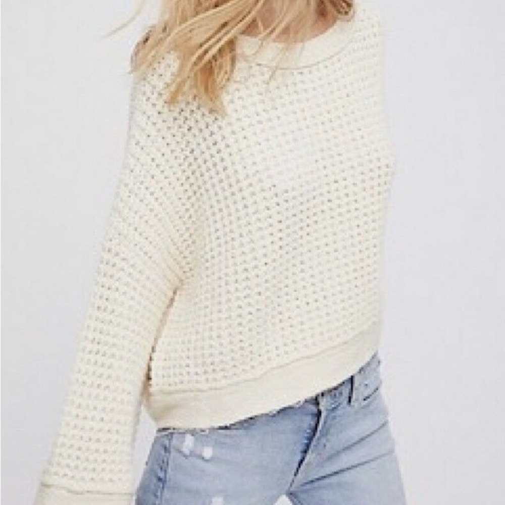 Free People - Lace Up Back Women's Cream Sweater